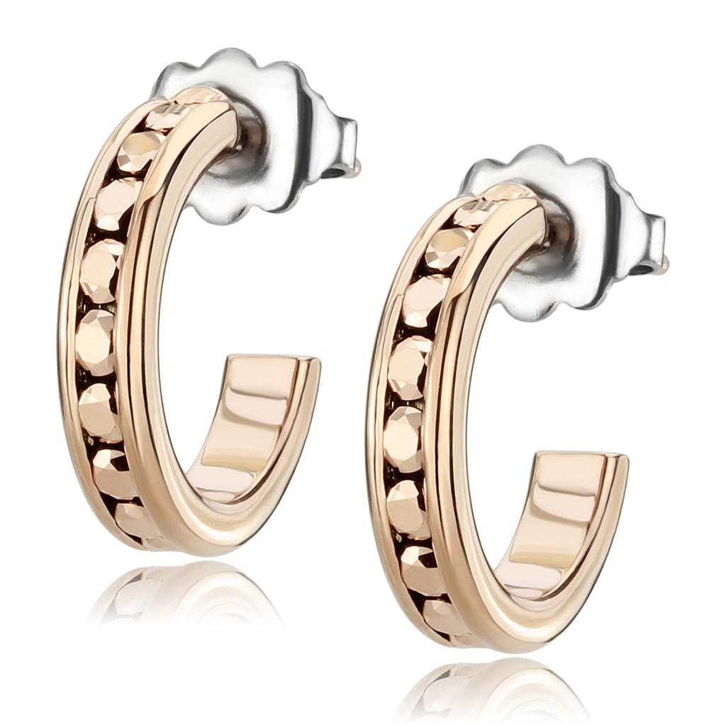 JCE1142 IP Rose Gold(Ion Plating) Brass Earrings with Top Grade Crystal  in Metallic Light Gold