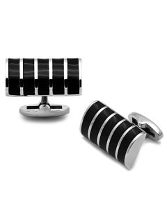 JCE1263 High polished (no plating) Stainless Steel Cufflink with Epoxy  in Jet