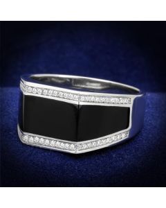 JCE223-10 Rhodium 925 Sterling Silver Ring with AAA Grade CZ  in Clear-10
