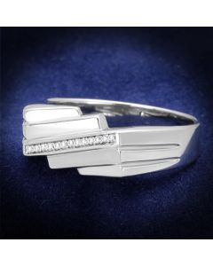 JCE232-10 Rhodium 925 Sterling Silver Ring with AAA Grade CZ  in Clear-10