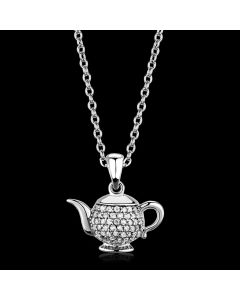 JCE297 Rhodium 925 Sterling Silver Pendant with AAA Grade CZ  in Clear
