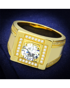 JCE552-11 Gold 925 Sterling Silver Ring with AAA Grade CZ  in Clear-11