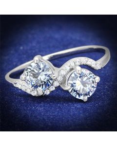 JCE577-7 Rhodium 925 Sterling Silver Ring with AAA Grade CZ  in Light Amethyst-7