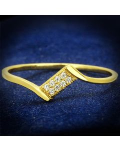 JCE594-7 Gold 925 Sterling Silver Ring with AAA Grade CZ  in Clear-7
