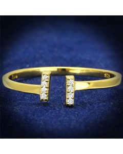 JCE595-7 Gold 925 Sterling Silver Ring with AAA Grade CZ  in Clear-7