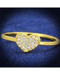 JCE596-7 Gold 925 Sterling Silver Ring with AAA Grade CZ  in Clear-7