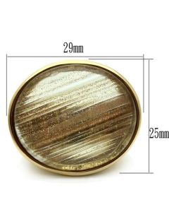 JCE002-7 IP Gold(Ion Plating) Brass Ring with Synthetic Synthetic Rutile in Topaz-7