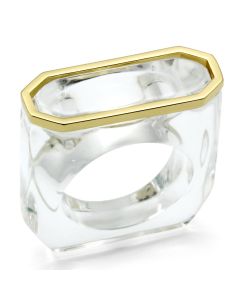 JCE016-7 Gold Brass Ring with Synthetic Synthetic Stone in Clear-7