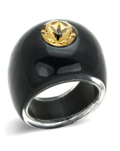 JCE115-6 Resin Ring with Top Grade Crystal  in Light Smoked-6