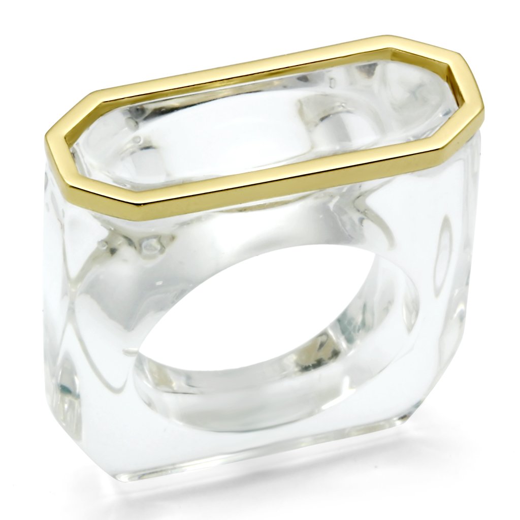 JCE016-7 Gold Brass Ring with Synthetic Synthetic Stone in Clear-7